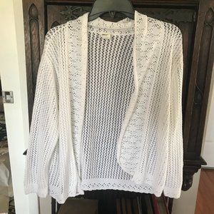 SWEET KIZZ: WHITE OPEN KNIT CARDIGAN SWEATER 1X